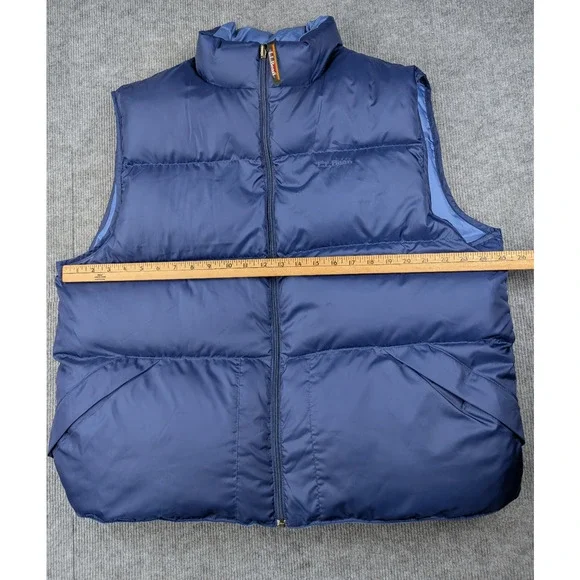 LL Bean Puffer Vest Mens XL Reversible Goose Down Blue Vintage Outdoors Hiking